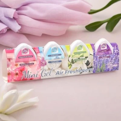 Image of Mini Air Gel Fresheners 4 Assorted Scents Lasts Up To 21 Days Compact Size (3 Pack)