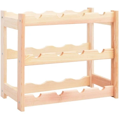 Image of vidaXL Wine Rack for 12 Bottles Pinewood