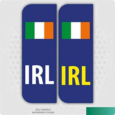 Image of Landing Designs 2 x IRL Flag (Ireland) Car Number Plate Vinyl Stickers