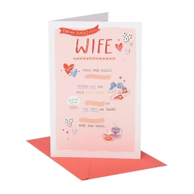 Image of UK Greetings Valentine&#039;s Day Card For Wife Cute Light Pink Design