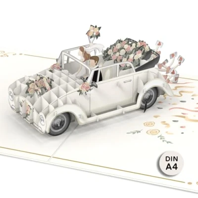 Image of papercrush® XXL Pop Up Wedding Card (A4 size) Extra Large 3D for Bride and Groom, Congratulations Work Colleague, Money Gift Honeymoon, Handmade with Envelope Insert