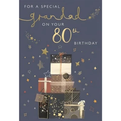 Image of Grandad 80th Birthday Card Age 80 Special Modern Stars Design Finishes Made in the UK