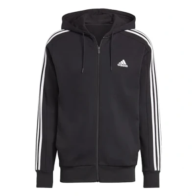 Image of adidas Sportswear Essentials 3STRIPES Zipup sweatshirt Black white, Men&#039;s, Size: Large, white