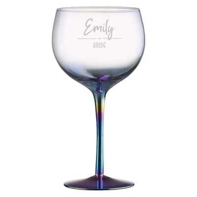 Image of Personalised Glass Bridal Party Metallic Gin Glass, Bride