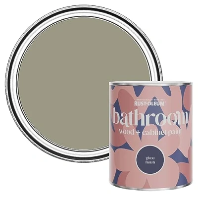 Image of Rust Oleum Green Moisture Resistant Bathroom Wood and Cabinet Paint in Gloss Finish Grounded 750ml