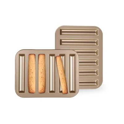 Image of Gurlideo Carbon Steel Cake Bread Mold Financier Baking Pan 6 Cavity