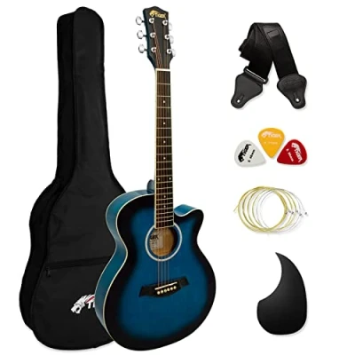 Image of TIGER ACG1 BL Small Body Full Size Acoustic Guitar for Beginners Blue Now with 6 Months Free Lessons Included