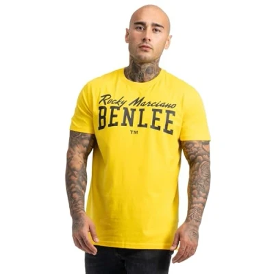 Image of BENLEE Rocky Marciano Mens T Shirt Tank Top Promo Shortsleeve Logo Yellow L