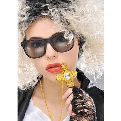 Image of Boland 80s Madonna Style Gold Jewel Cross Necklace