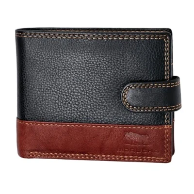 Image of MORUCHA Mens RFID Blocking Real Soft Leather Passcase Wallet with Gift Box M75 Black/Brown