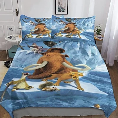 Image of Ice Age Duvet Cover Set 3D Bedding Animation Comforter Bedspread Microfiber 3 Piece Quilt with Zipper Closure Soft Double（200x200cm）