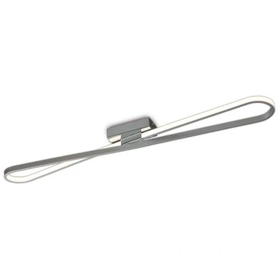 Image of Bucle Flush Ceiling Light 36W LED 3000K, 3150lm, Polished Chrome, Frosted Acrylic