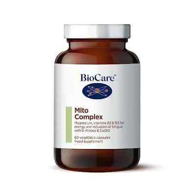 Image of BioCare Mito Complex Magnesium, Vitamins B2 &amp; B3 for Supporting Energy Levels Reduction of Fatigue with D Ribose and CoQ10 60 Capsules