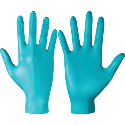 Image of Skytec Teal Disposable Nitrile Gloves Powder Free High Grip Non Latex Examination (Box of 100) Small