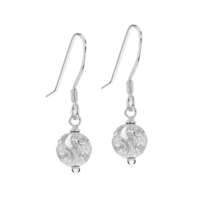 Image of Tuscany Silver Women&#039;s Sterling Small Pattern Ball Drop Earrings