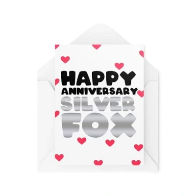 Image of Funny Anniversary Cards Happy Silver Fox Grey Hair Joke Husband Boyfriend Flirty CBH1929