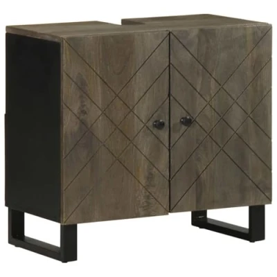 Image of vidaXL Black Mango Wood Sink Cabinet/Bathroom Storage 62x33x58 cm