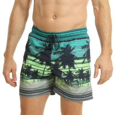 Image of RIPT Men&#039;s Performance Essentials Quick Dry UV 50 Sun Protection Swim Shorts Trunks, Lime/Blue, L