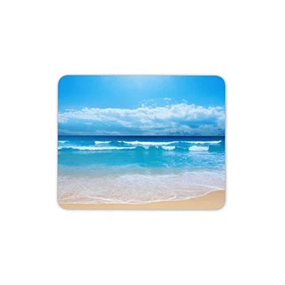 Image of Destination Vinyl Ltd Beautiful Beach Scene Mouse Mat Pad Holiday Sand Sea Surf Computer #8962