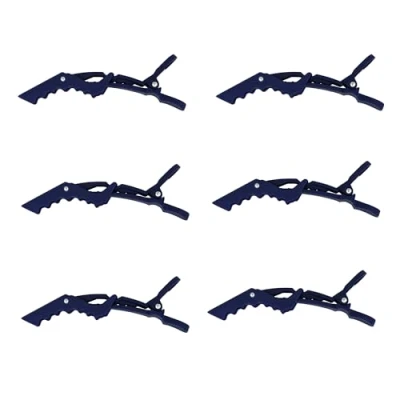 Image of Eson Hair Clips 6pcs, Professional Crocodile for Styling Non Slip No Trace Hairdressing Clips, Alligator Sectioning Salon &amp; Home Cutting (Navy)