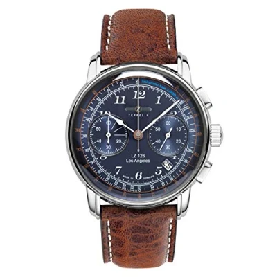 Image of Zeppelin Men Chronograph Japanese Quartz Watch with Leather Strap 245801 00