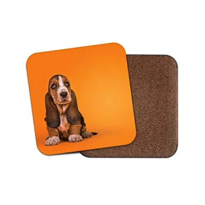 Image of 1 x Basset Hound Puppy Coaster Dog Cute Funny Kids Animals Pets #15814