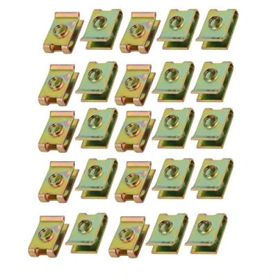 Image of Sourcingmap 25pcs Spring Steel Speed Fastener U Nut Brass Tone for M5 Screw Bolt