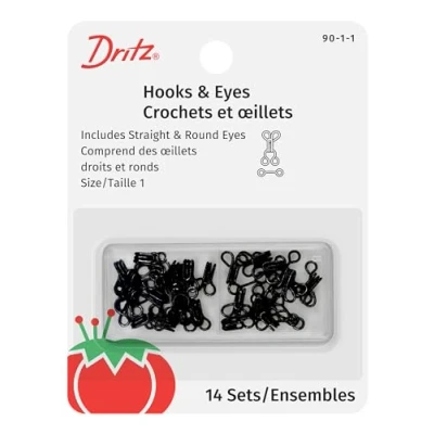 Image of Dritz Hooks &amp; Eyes, Steel, Black, Size 1