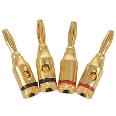 Image of Lodokdre 4 x 4mm Banana Plugs For Speaker Cable connections/Gold Plated