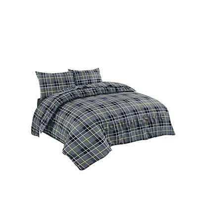 Image of SELECT ED Flannel 100% Brushed Cotton Tartan Check Soft Cosy Duvet Covers Bedding Sets Nz Grey King