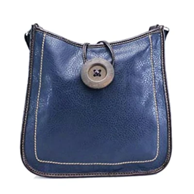 Image of LeahWard Women&#039;s Faux Leather Button Cross Body Messenger Bag Vintage Holiday Shoulder Handbags (Navy)