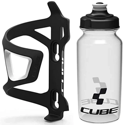 Image of Cube HPP Right Side Loading Cage Black &amp; Icon Bottle Clear, 500ml / Lightweight Bicycle Cycling Cycle Bike MTB Mountain Road Water Drink Flask Bidon Bracket Mount Holder HPA Set Accessories