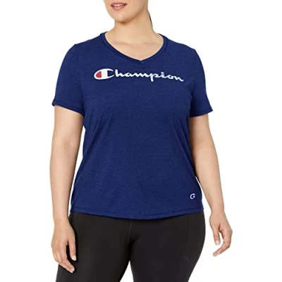 Image of Champion Women&#039;s Vapor Cotton V Neck Tee T Shirt, Imperial Indigo Heather y07245, X Large