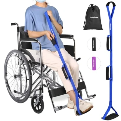Image of 43 Inches Long Leg Lifter Strap with Padded Handgrips and Foot Loop,Rigid Hip&amp;Knee Replacement Surgery Recovery Kit,Foot Easily Get in Out of Bed,Car,Wheelchair