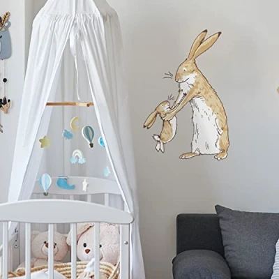 Image of Stickerscape Guess How Much I Love You Wall Stickers (Nutbrown Hares Large) Nursery Stickers, Woodland Decor Easy to Apply, Cleanly Removable
