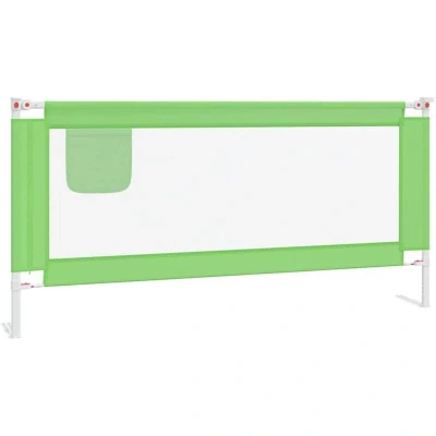 Image of vidaXL Toddler Safety Bed Rail Green Fabric Height Adjustable Lightweight and Durable For Young Children 18 months to 5 years Universal Compatibility