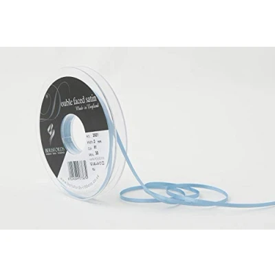 Image of Berisfords Double FACE Poly Satin Ribbon, Dusky Blue, 3 mm