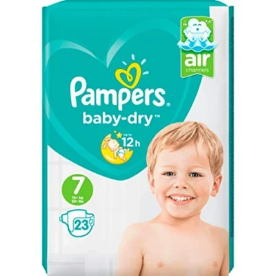 Image of Pampers Baby Dry Size 7 24 Nappies Up to 12 Hours Full Protection 15kg+ 816g