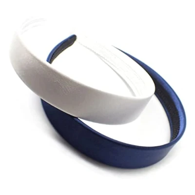 Image of Topkids Accessories 2.5cm/1&quot; Satin Alice Bands Adult Women, Head Band, Headbands for Women&#039;s Hair, Hair Ladies Headbands, Girls (Set of 2, White + Navy)