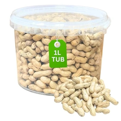 Image of Premium Peanuts in Shells for Wild Birds 1L Tub, High Energy, No Mess Bird Feed All Life Stages