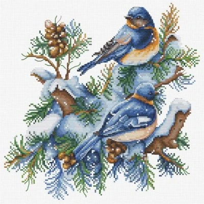 Image of Luca S DIY Cross Stitch Kit The Birds Winter, B2418, Counted for Adults, Needlecraft and Embroidery