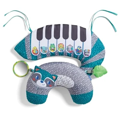 Image of Infantino 3 in 1 Tummy Time Pillow and Piano Bolster with 2 Removable Toys for Cause Effect Recognition Motor Skill Development