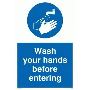Image of Viking Signs MH199 A2P V &quot;Wash Your Hands Before Entering&quot; Sign, Vinyl, 600 mm H x 400 W