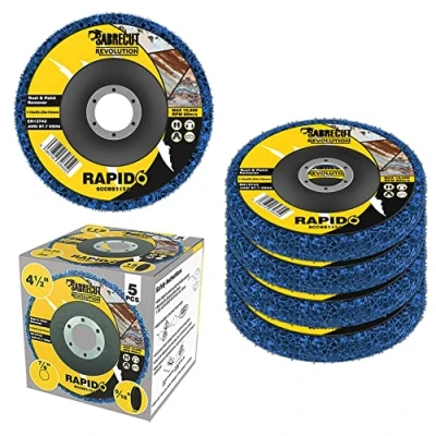 Image of 5 x SabreCut SCCBS115A_5 115mm (4.5&quot;) 22.23mm Bore Polycarbide Abrasive Rust Paint Removal Angle Grinder Poly Stripping Wheel Disc Blade Compatible with Bosch Dewalt Makita Milwaukee and Many More