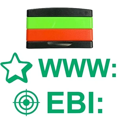 Image of WWW: (What went well) &amp; EBI: (Even better if) Self inking, 2 Layer, Stacking Teacher Stamps, Pre inked for Feedback Marking. Green Ink