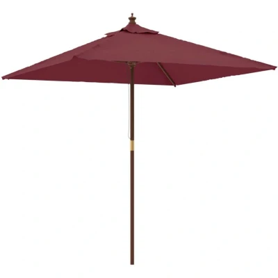 Image of vidaXL Garden Parasol with Wooden Pole Bordeaux Red 198x198x231 cm