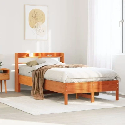 Image of Bed Frame without Mattress Wax Brown 75x190 cm Small Single Solid Wood Pine Vidaxl