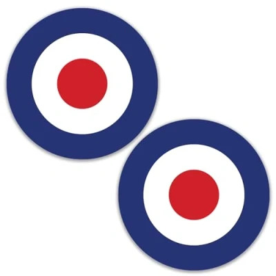 Image of SAFESIGN (2 Pack) 150mm/6 Glossy Vinyl Stickers RAF Roundel The Who Mod Target Vespa Waterproof