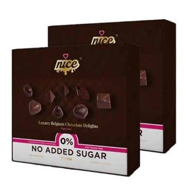 Image of Nice Luxury Assorted Belgium Chocolate Delights No Added Sugar with stevia Diabetic Big Handmade Gift Box 170g Christmas Happy New Year Mothers &amp; Fathers day Valentine for Him Her (16 Pieces) x 2