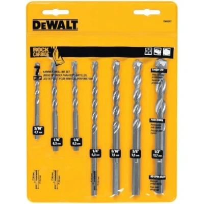 Image of DEWALT Masonry Drill Bit Set, Percussion, Concrete &amp; Block, 7 Piece (DW5207)